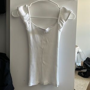 ARITZIA WILFRED FREE White Ribbed Stretch Top